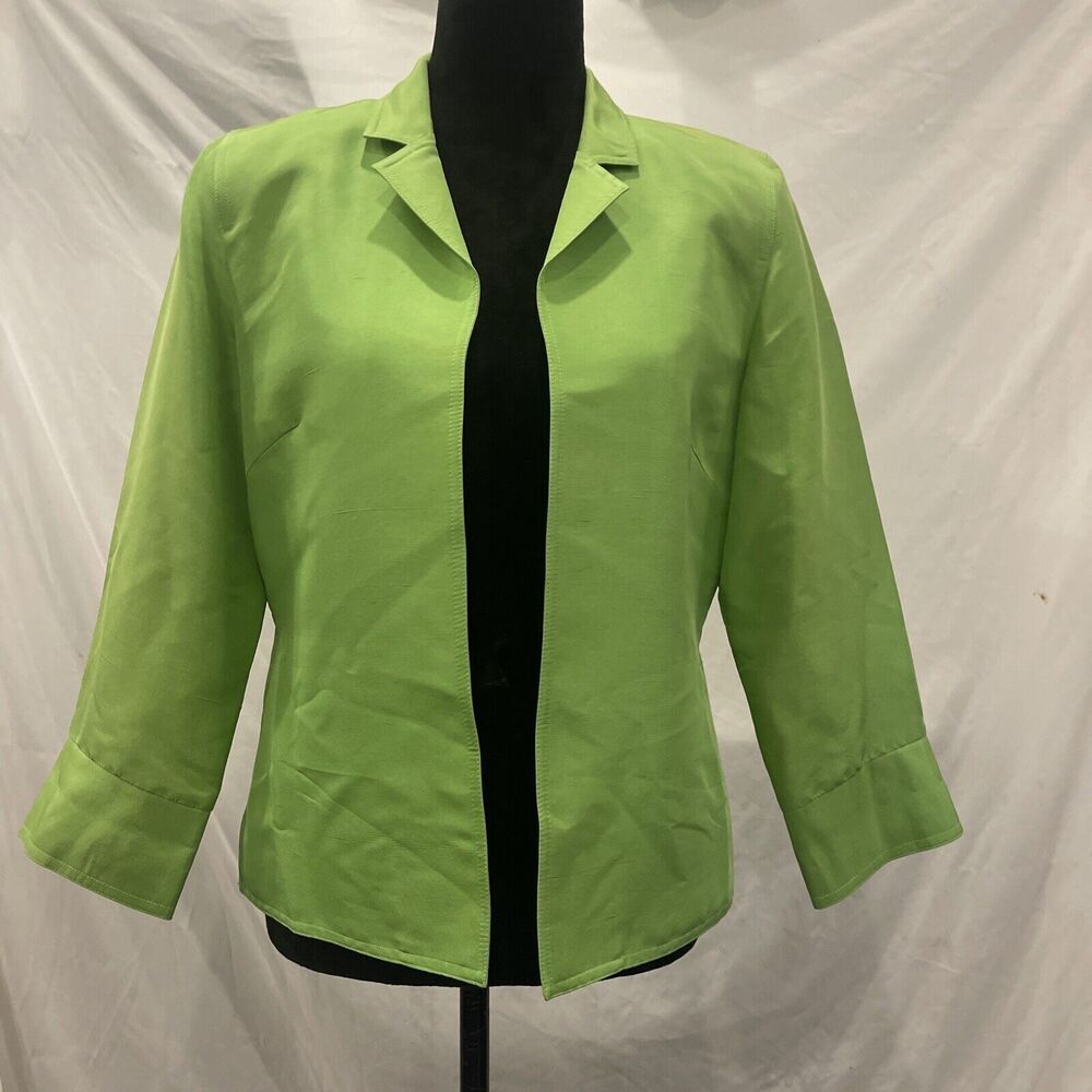 Vintage Spencer Jeremy 100% Silk Blazer Jacket sz10 Lime Green